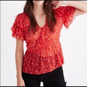 🆕 Madewell Tiered-Sleeve Peplum Top